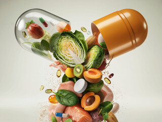 Nutrient-Packed Capsule Exploding with Natural Foods