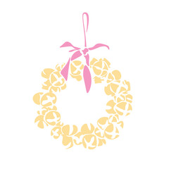 Cute pastel christmas wreath made of jingle bells vector