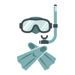 Snorkel mask and fins for underwater exploration.