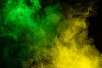 Green and pink steam on a black background.