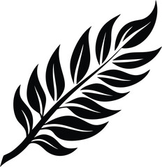 Obraz premium Stylized Black Silhouette of a Fern Frond with Multiple Leaves on a White Background