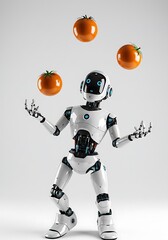 トマトとロボットの精密3Dレンダリング