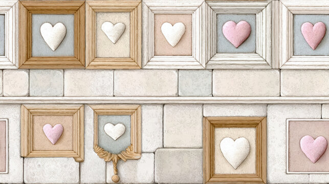 Seamless vintge heart, A minimalist tiled design featuring hearts in high fidelity.