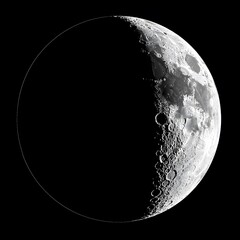 Crescent moon in dark night sky