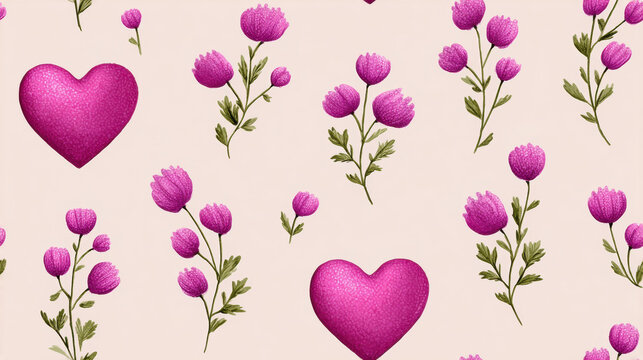 Seamless vintge heart, Vintage heart design with floral pattern in high fidelity resolution.