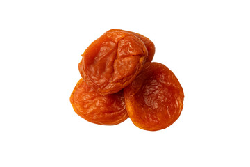 Dried apricots isolated on white background.