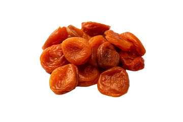 Dried apricots isolated on white background.
