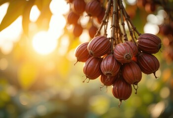 Nut Harvest in Nature	Nuts clustered together in a natural setting.