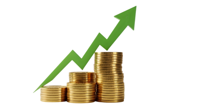 Gold coin stacks increase graph