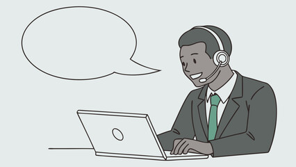 Smiling Customer Service Representative with Headset and Laptop 1.