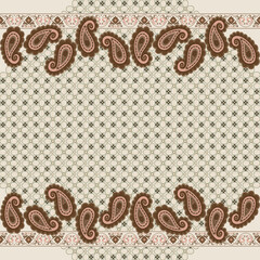 paisley hijab square khaki color