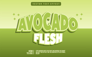 Editable avocado flesh fruit text effect