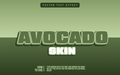 Editable avocado skin fruit text effect