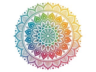 Vibrant rainbow mandala pattern isolated on white a symbol of harmony and spiritual design