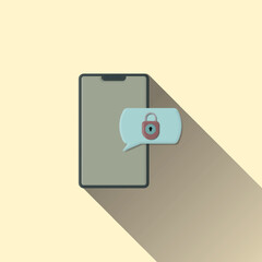 Chat security icon, locked chat, chat bubble icon, padlock and smartphone, suitable for live chat applications, websites, businesses, and etc.