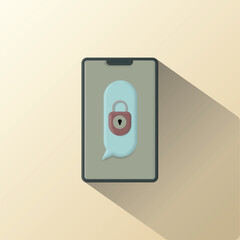Chat security icon, locked chat, chat bubble icon, padlock and smartphone, suitable for live chat applications, websites, businesses, and etc.