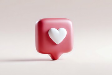 Pink social media like notification symbol with white heart on soft pink background, modern minimal design for social network and engagement concepts.