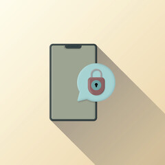 Chat security icon, locked chat, chat bubble icon, padlock and smartphone, suitable for live chat applications, websites, businesses, and etc.