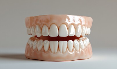 Obraz premium teeth that are realistic. White smile isolated in 3D for orthodontic clinic, white jaw render in dentistry concept. dental hygiene model