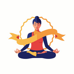 Yoga meditation person in lotus pose  Minimal Flat Vector Illustration for healthcare, wellness, telemedicine, templates, and brandless design