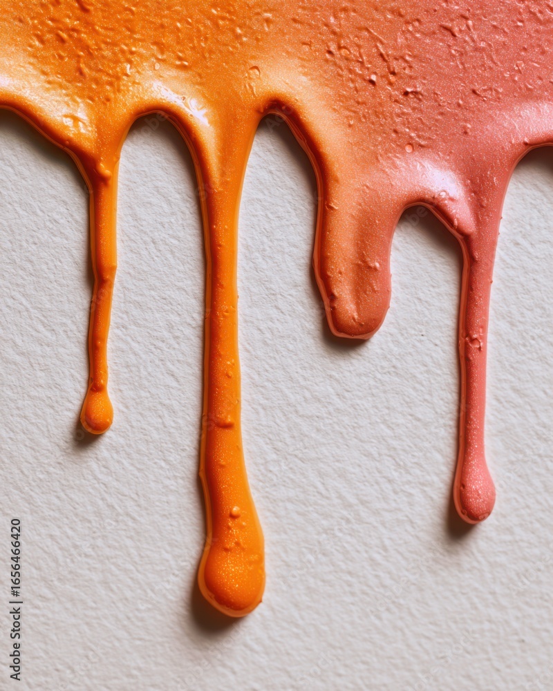 Poster vibrant orange and red paint drips on a textured surface creating an artistic abstract background fo