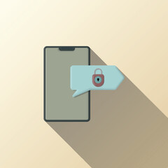 Chat security icon, locked chat, chat bubble icon, padlock and smartphone, suitable for live chat applications, websites, businesses, and etc.
