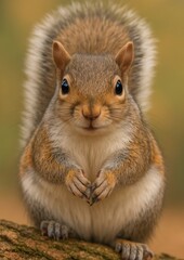 Obraz premium Curious squirrel on tree branch.