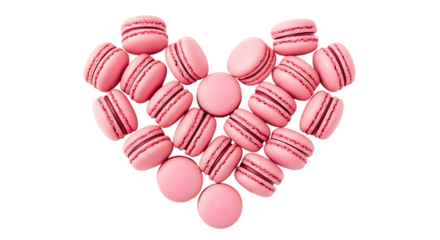 Pink macaroons arranged in a heart shape isolated on transparent background