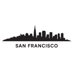 Naklejka premium San Francisco skyline silhouette. Black San Francisco city. Vector black silhouette. with white background