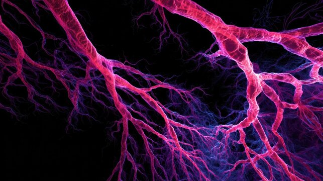 Fototapeta glowing pink purple fractal branches