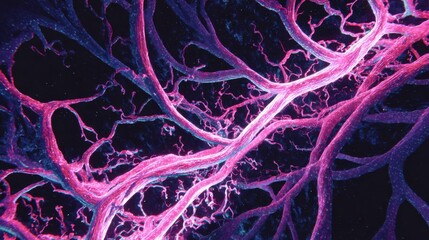 glowing pink neural network fibers
