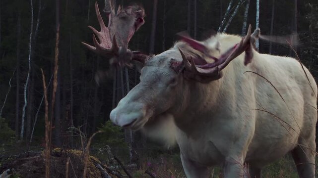 Majestic Ritual &ndash; Leucism Moose in the Wild