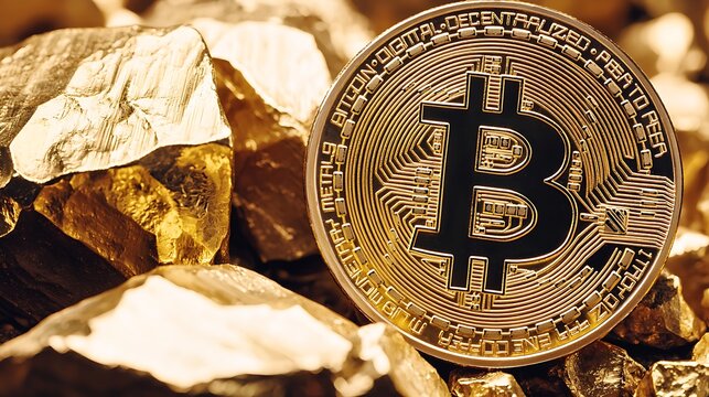 Detail shot focusing on sharp coin edge lines beside unrefined gold block