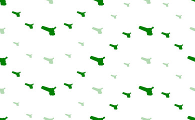 Seamless pattern of large and small green angle grinder symbols. The elements are arranged in a wavy. Illustration on light green background