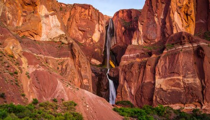 Red rock canyon waterfall