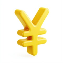 Obraz premium A bright yellow yen symbol on a white background represents currency and finance, ideal for financial articles, economic discussions, or investment concepts, Enhance your visuals with this image,
