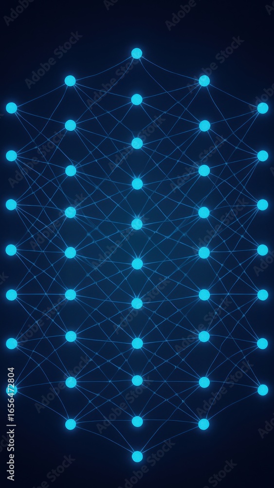 Poster futuristic neural network visualization.