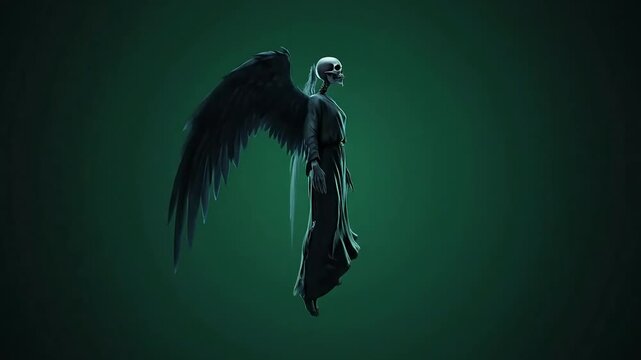 Dark Angel with Large Wings