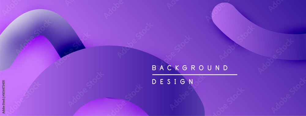 Poster abstract purple fluid shapes overlap. modern design features gradient hues, creating dynamic visual 