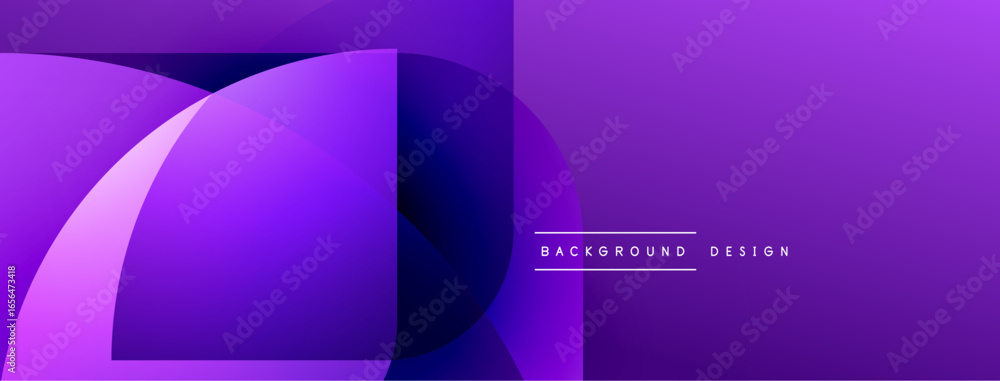 Poster abstract purple design features overlapping curved shapes. gradient shades create depth, modern aest