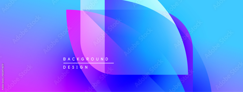 Poster abstract gradients overlap, creating dynamic visual effect. blue, purple hues dominate composition. 