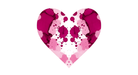 Pink watercolor heart isolated on transparent background