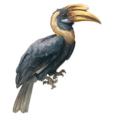 Obraz premium Hornbill: Large-billed bird with a casque on its beak, isolated on a transparent background. --v 7.0
