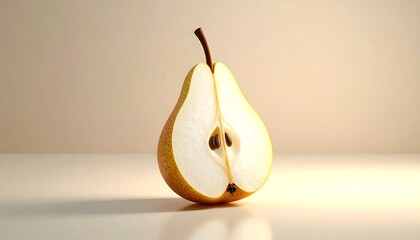 Halved pear with studio shot, and light background.