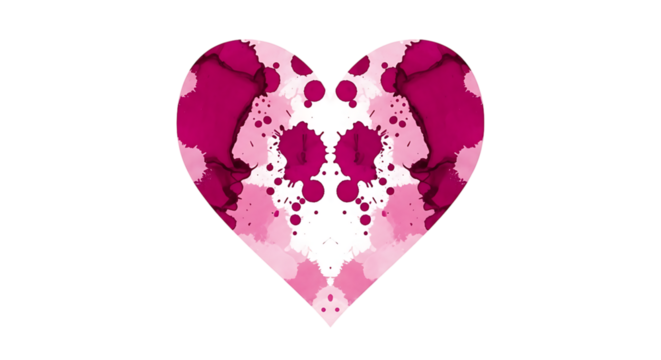 Pink watercolor heart isolated on transparent background