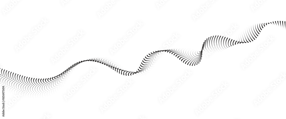 Poster flowing dot wave halftone gradient pattern on transparent background