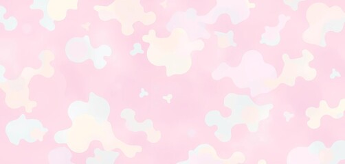 Dreamy pastel cloud-like shapes blend seamlessly, creating a soft, abstract camouflage effect,  fantasy,  summer