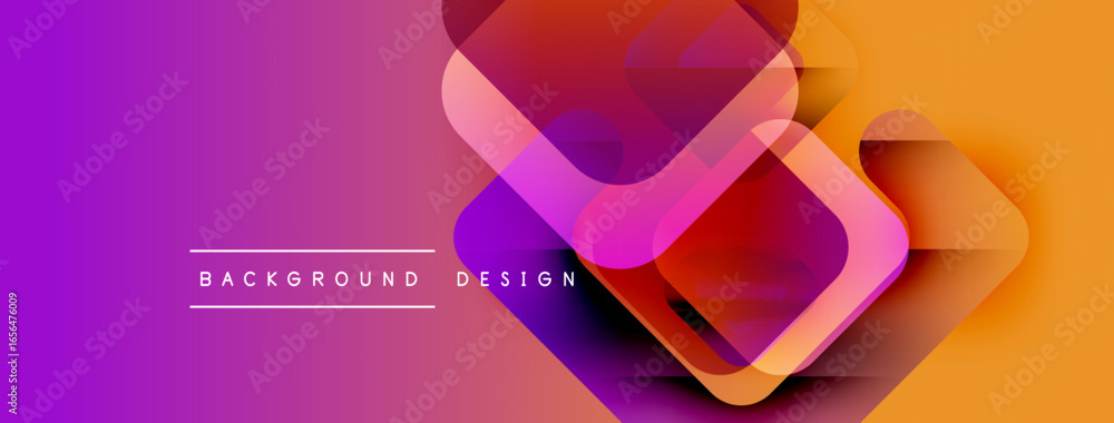 Poster abstract vibrant background. overlapping squares create dynamic visual effect. gradient colors trans