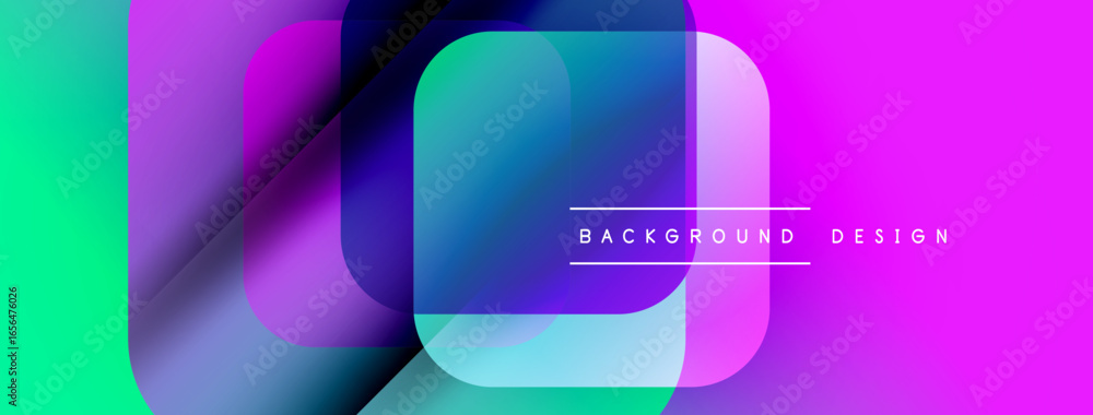 Poster abstract geometric shapes overlap. vibrant colors blend, creating modern visual effect. text reads b