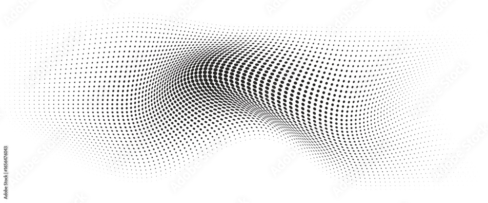 Aufkleber flowing wave dot halftone pattern: curve gradient shape on transparent background. suitable for ai, 